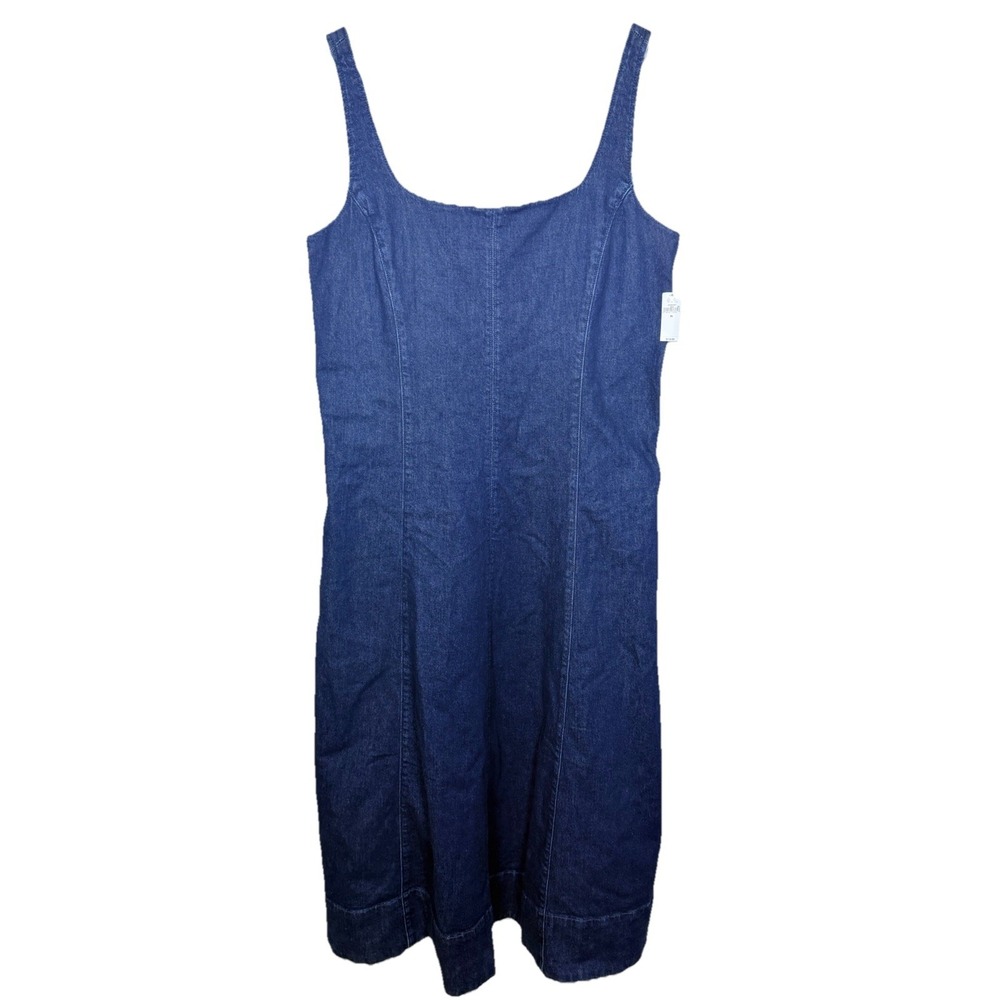 GAP Denim Square Neck Maxi Dress XL Dark Wash Sleeveless Cotton Stretch Modest